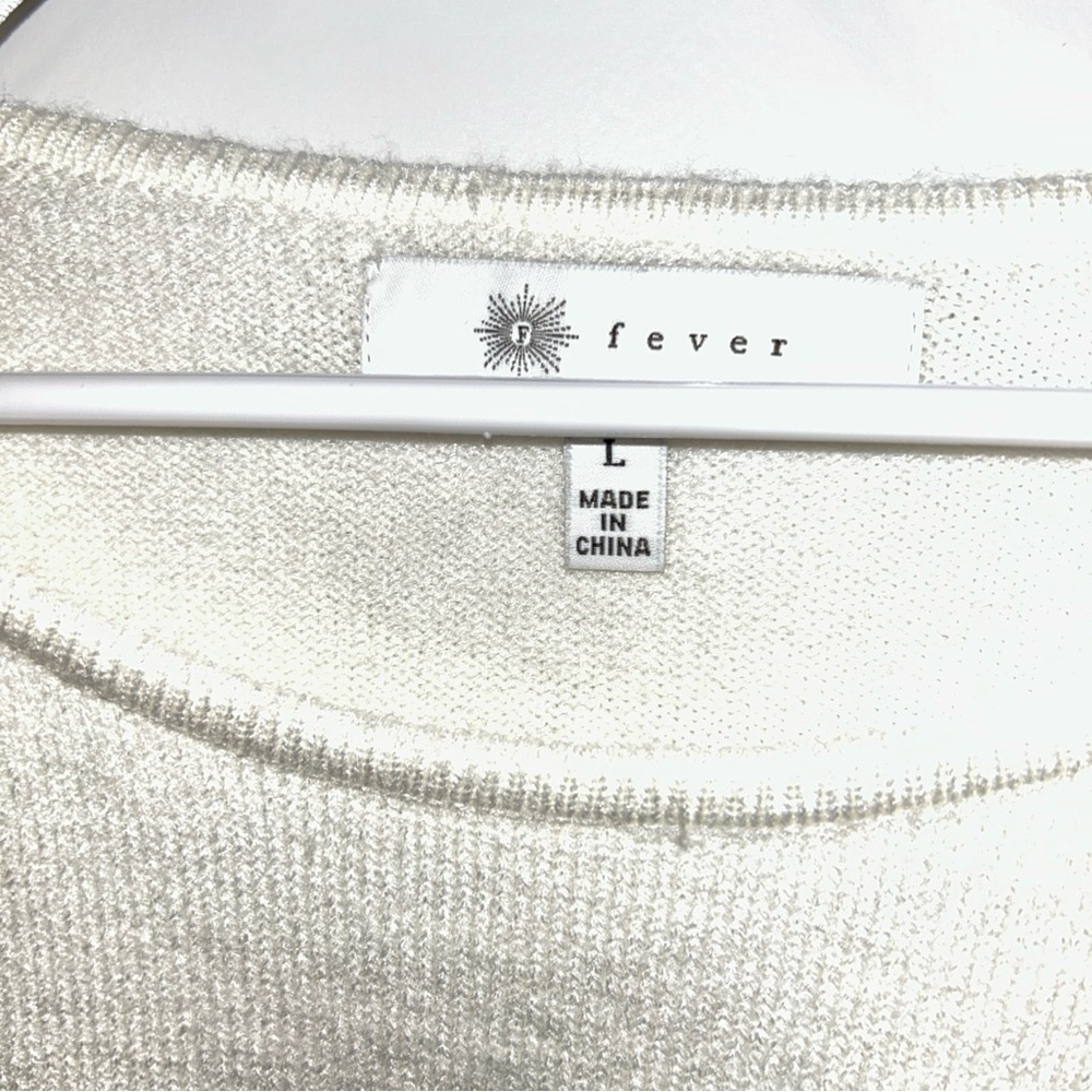Fever Metallic Balloon-Sleeve Sweater White Size Large - Picture 3 of 6